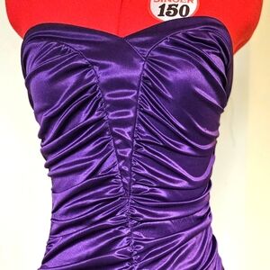 Elegant Purple Ruched Strapless Dress